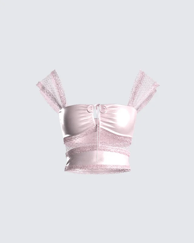 Orana Pink Satin Tie Top Artistic Women's Avant - 