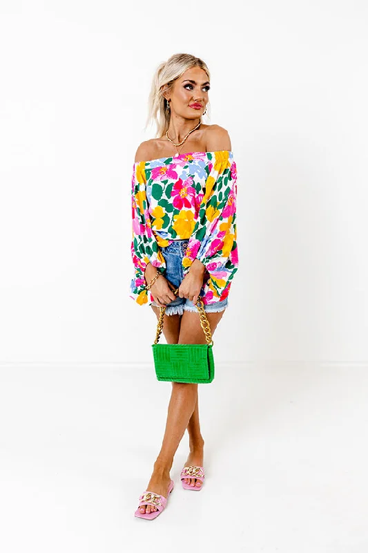 Gramercy Garden Off Shoulder Top in Pink Feminine Women's Style 