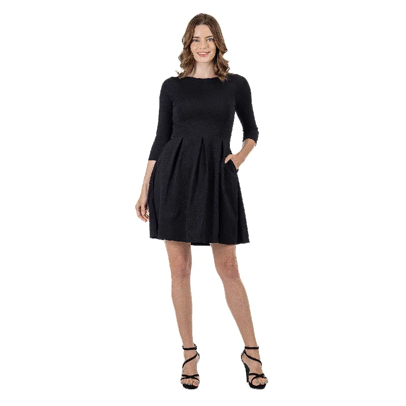 24seven Comfort Apparel Perfect Fit and Flare Pocket Dress Dynamic Women's Moto