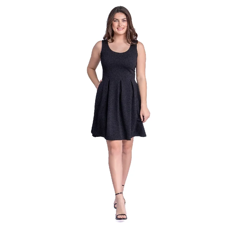 24seven Comfort Apparel Sleeveless Pleated Skater Dress with Pockets purpose
