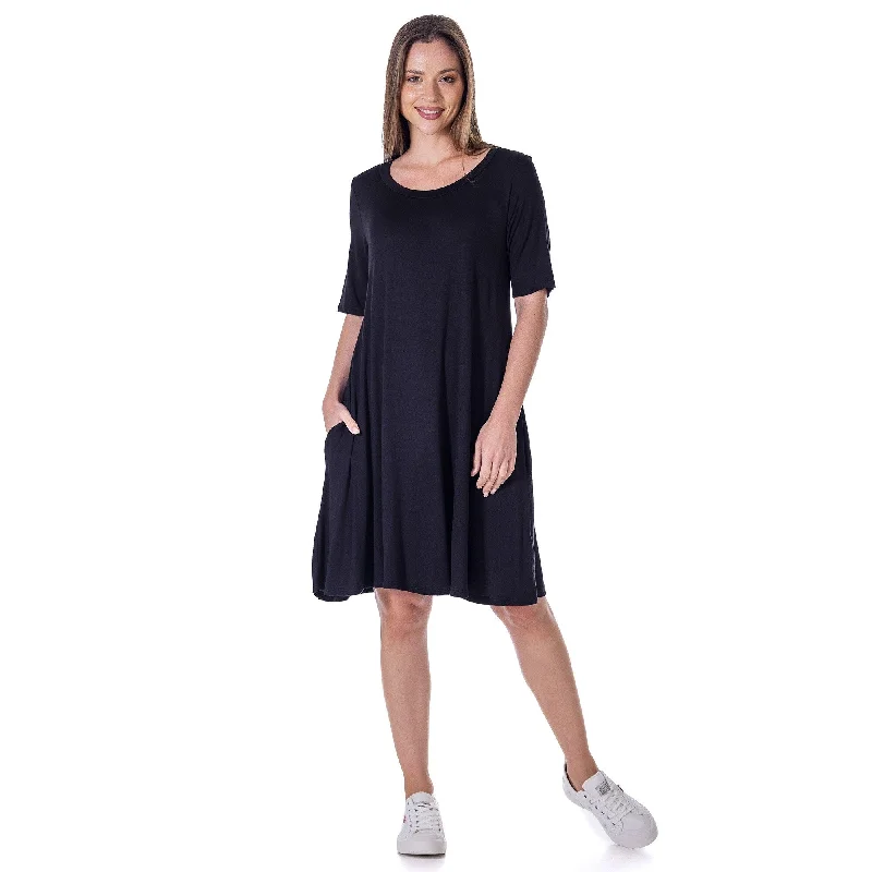 24seven Comfort Apparel Soft Flare T Shirt Dress with Pocket Detail Unique Women's Upcycled 24seven Comfort Apparel Soft Flare T Shirt Dress with Pocket Detail Unique Women's Upcycled