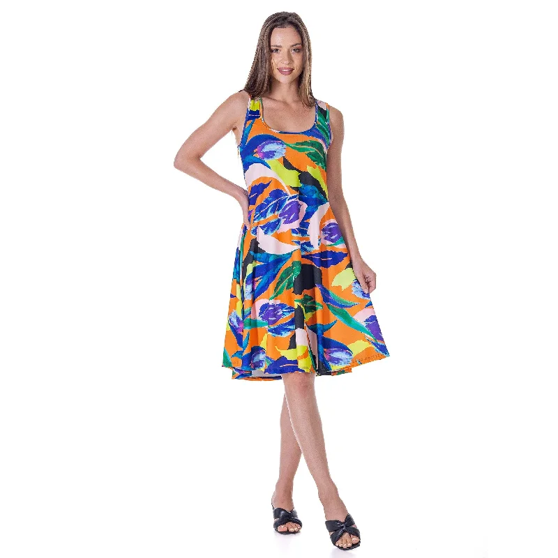 24seven Comfort Apparel Womens Multicolor Sleeveless Knee Length Tank Swing Dress Sustainable Organic 24seven Comfort Apparel Womens Multicolor Sleeveless Knee Length Tank Swing Dress Sustainable Organic