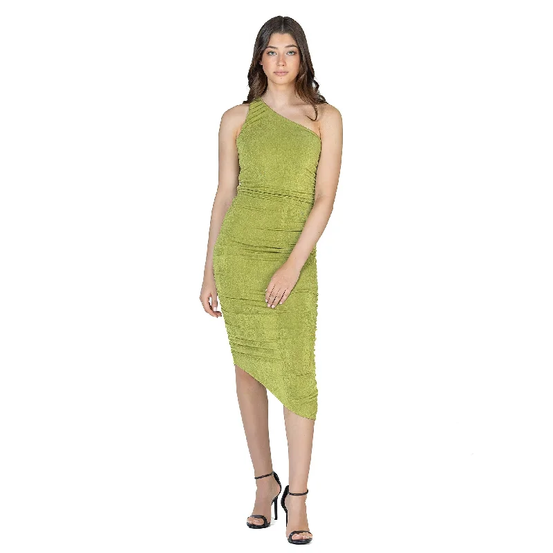 24seven Comfort Apparel Womens One Shoulder Ruched Bodycon Dress performance