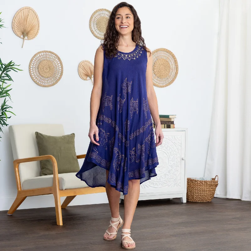 Golden Turtles Sleeveless Dress Relaxed Women's Beachy