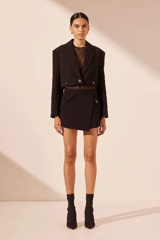 AMURA CROP BLAZER - BLACK Cozy Women's Sherpa - lined