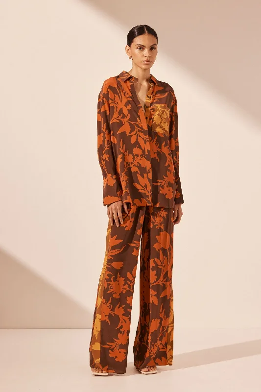 ARI SILK CONTRAST RELAXED SHIRT Refined Women's Hand - crafted