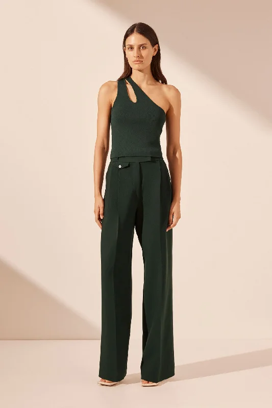BASIC ONE SHOULDER OPEN BACK TOP - ROSEMARY Artistic Women's Hand - painted