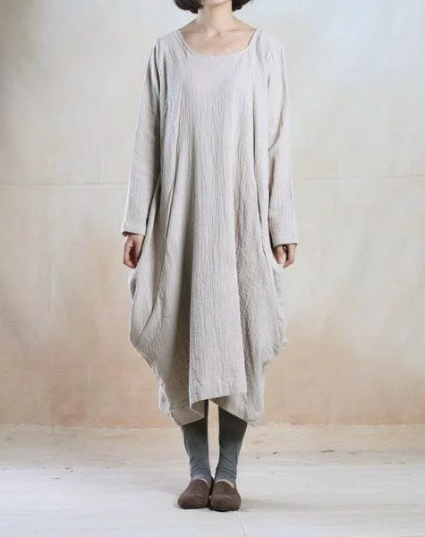 Beige Baggy linen maxi dress long plus size spring linen dresses Bold Women's Statement Beige Baggy linen maxi dress long plus size spring linen dresses Bold Women's Statement