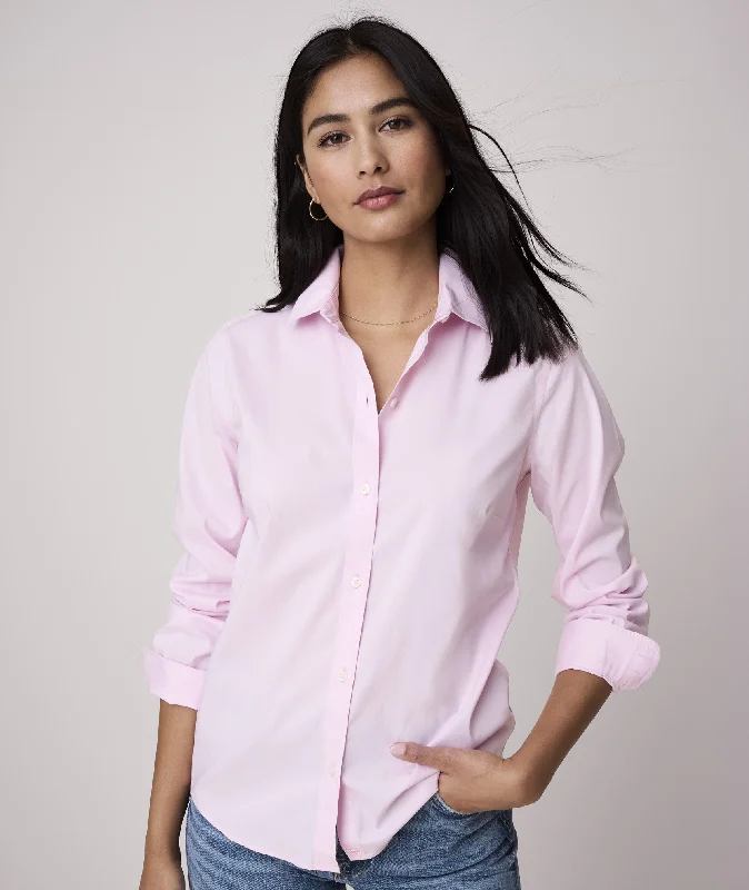 Wrinkle-Free Stretch Cotton Bella Shirt Sleek Women's Metallic