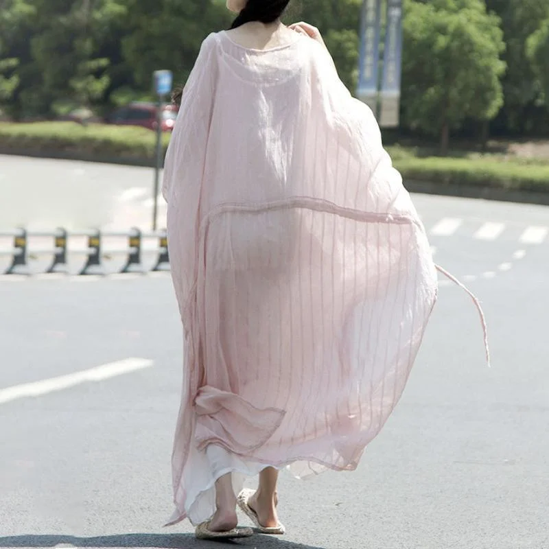 Pink Baggy Summer Cotton Dresses For Women Minimalist Women's Casual