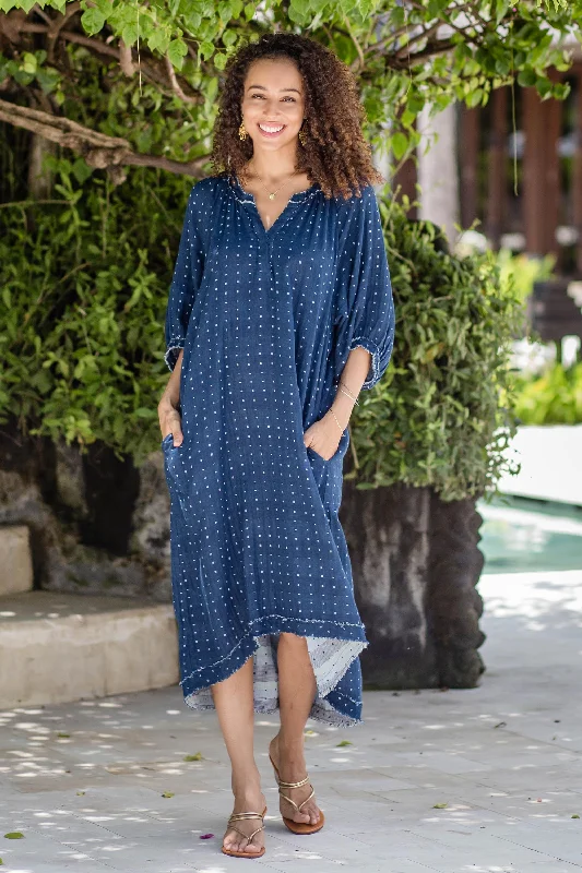 Chao Phraya Shores Tunic-Style Cotton Dress Trendy Women's Oversized