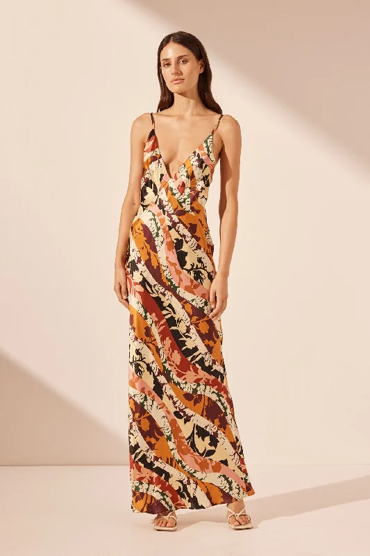 CIELO SILK PLUNGED MAXI DRESS Athletic Women's High - 