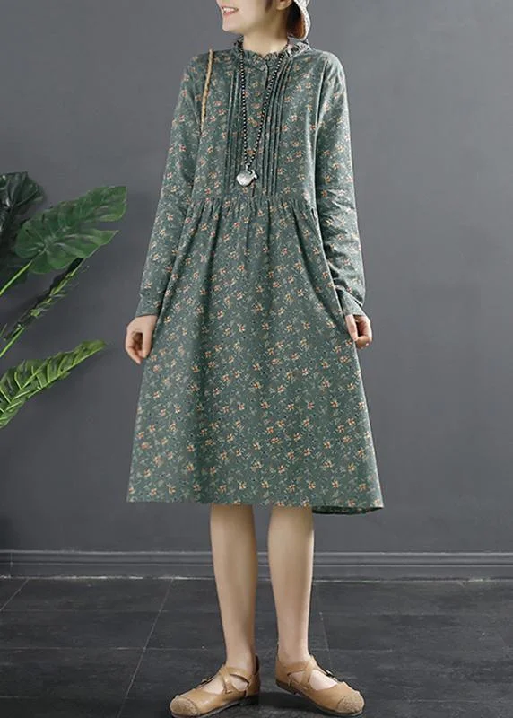Classy Button Spring Pattern Blue Dresses Relaxed Women's 