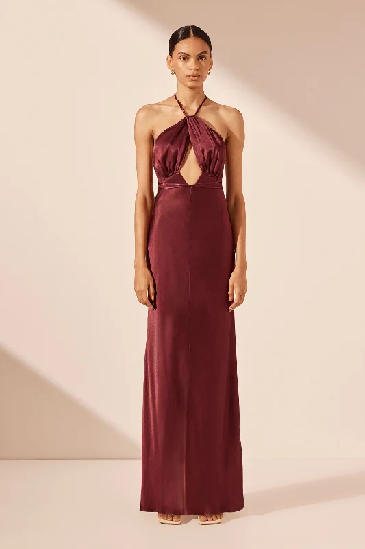 ELIA CROSS BACK HALTER MAXI DRESS - SHIRAZ Sophisticated Women's 