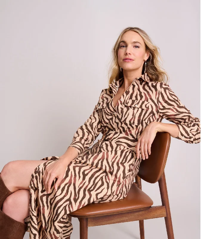 Stretch Cotton Safari Print Elise Shirt Dress Cool Women's Skate