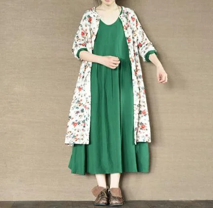 Emerald green linen sundress women linen maxi dress oversize cotton summer dresses French Emerald green linen sundress women linen maxi dress oversize cotton summer dresses French