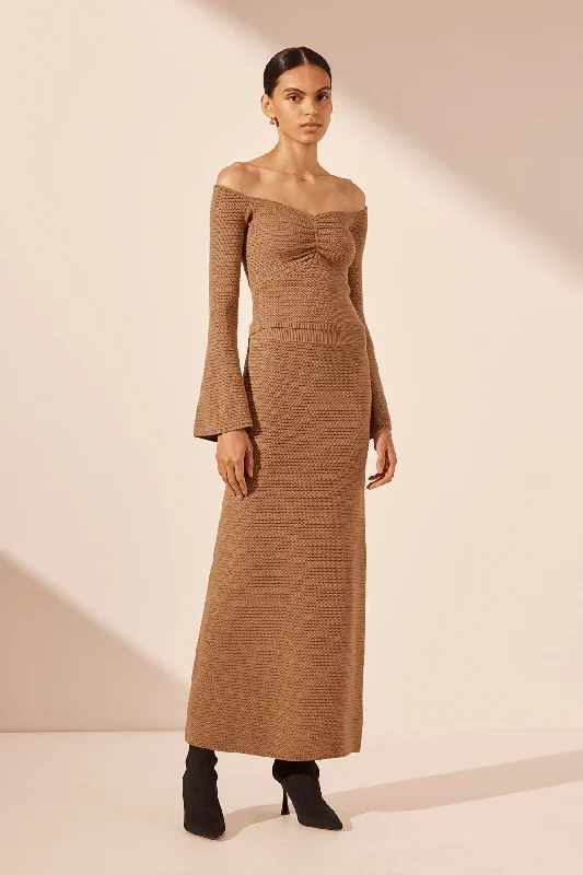 EVE MAXI SKIRT - WALNUT Contemporary 