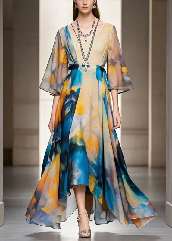 Italian Blue Tie Dye Exra Large Hem Chiffon Maxi Dresses Fall Refined Women's Velvet Italian Blue Tie Dye Exra Large Hem Chiffon Maxi Dresses Fall Refined Women's Velvet