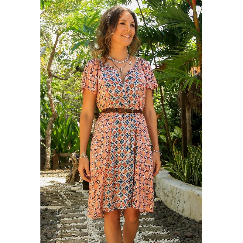 Kelud Crisscross Multicolor Rayon A-Line Dress Sharp Women's Italian