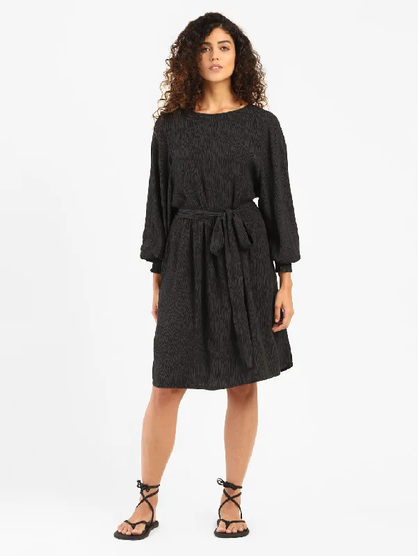 Women's Solid Round Neck Dress Preppy Women's College