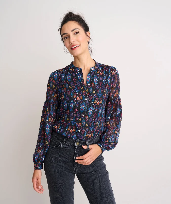 Georgette Bishop Sleeve Lorelei Shirt Elegant Women's 