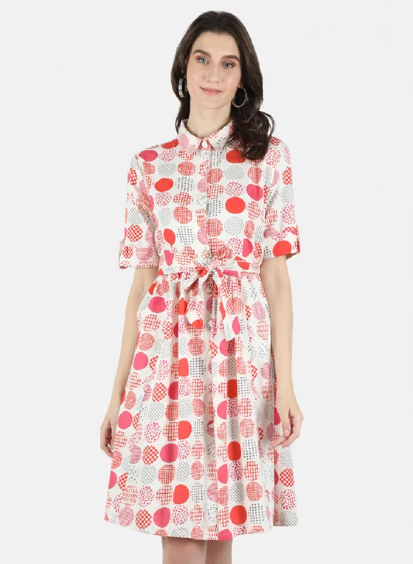 Women Pink Printed Dress Traditional Women's Wool