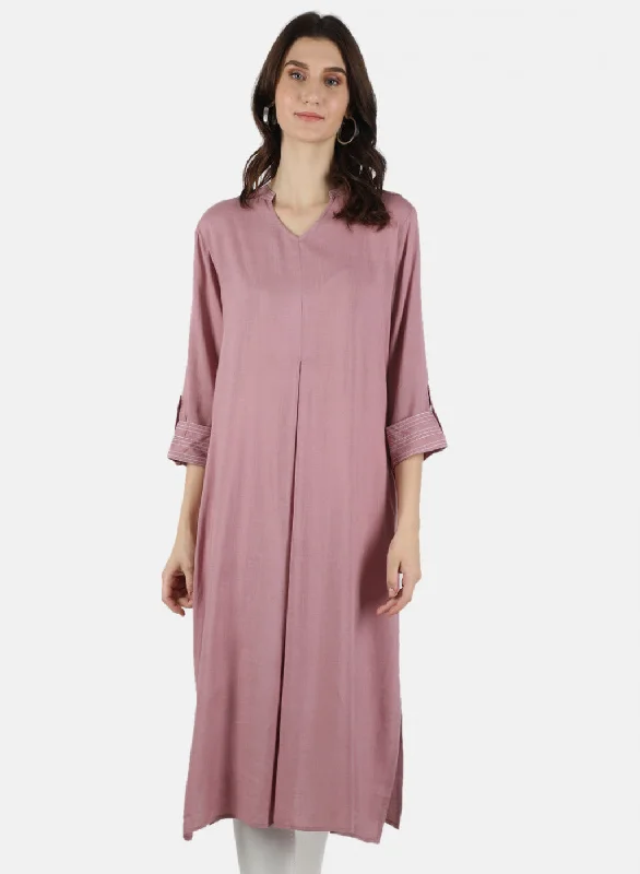 Women Purple Plain Dress Confident Women's Power