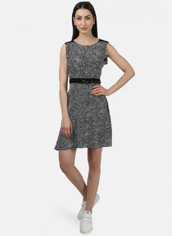 Womens Black Printed Dress Youthful Women's Anime - inspired