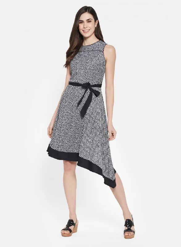 Womens Black Printed Dress garde