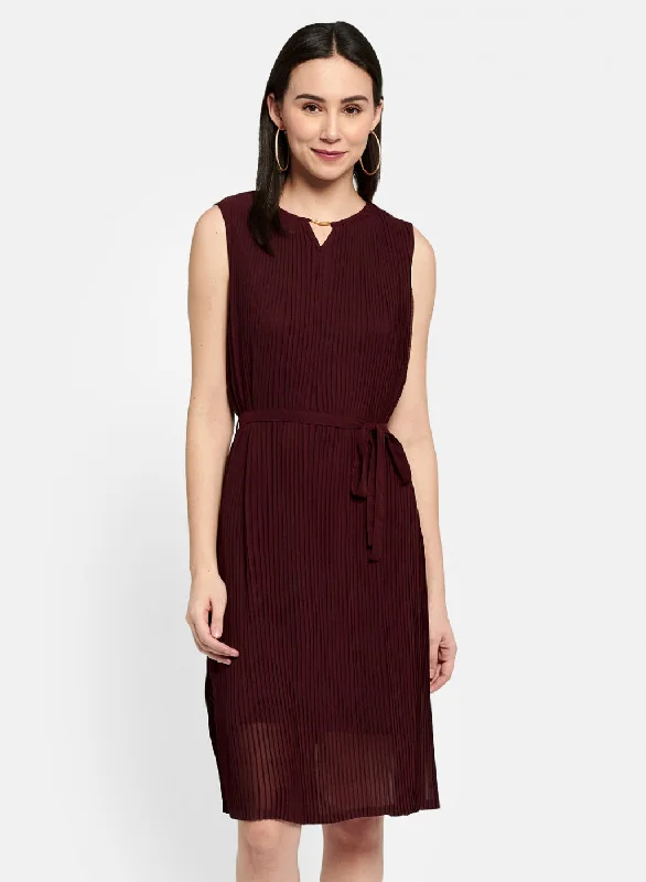 Womens Maroon Plain Dress Edgy Women's Punk