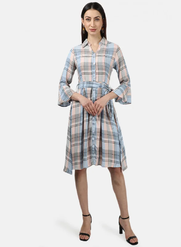 Womens Multi Color Check Dress Stylish Women's Neon