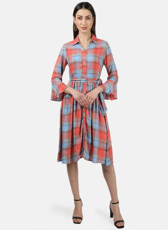 Womens Multi Color Check Dress Laid - back Women's Vibe