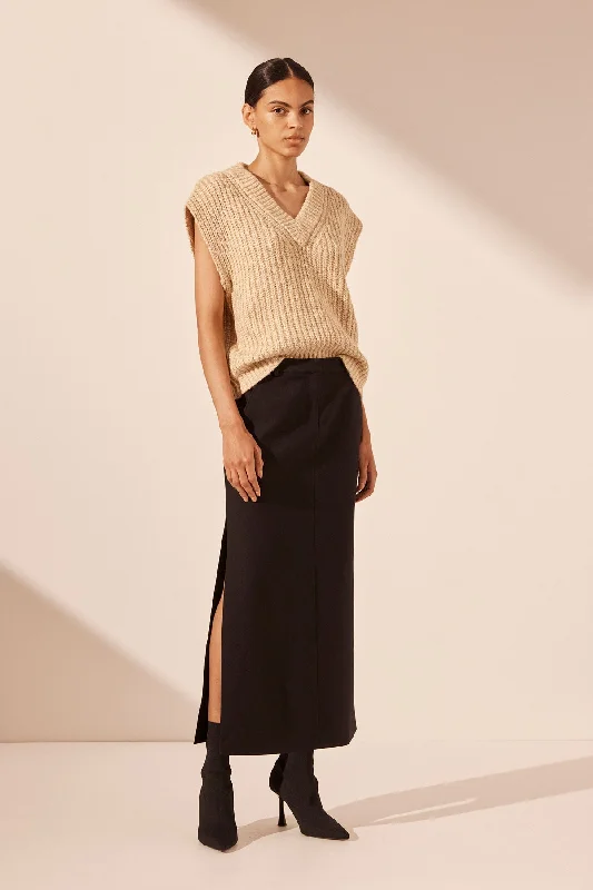 OLIVIA RELAXED VEST - OAT/ IVORY Dapper Women's 1920S
