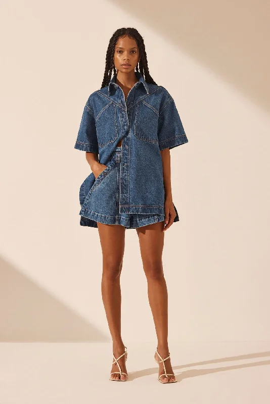 RAQUEL HIGH WAISTED FLARED SHORT Casual Women's Loose - fitting