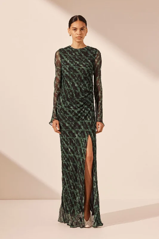 REMI LONG SLEEVE GATHERED MAXI DRESS Australian Beach