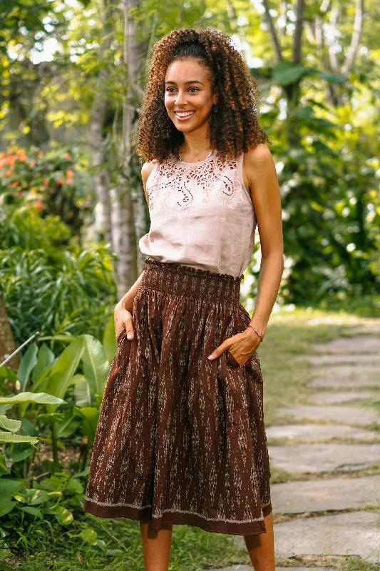 Summer Twirl Hand Woven Cotton Ikat Skirt Streetwear Style for 