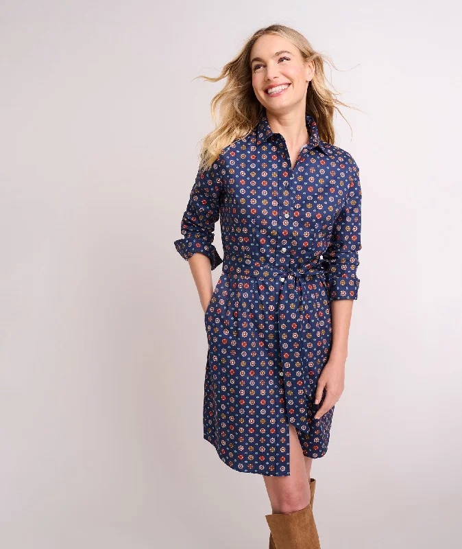 Stretch Cotton Printed Sydney Shirt Dress Dynamic Women's Moto