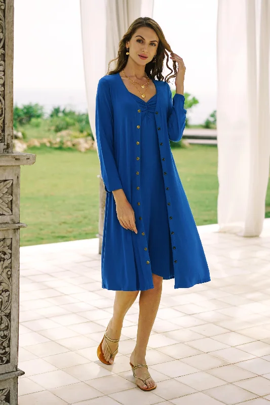 Windbreaker Hand Made Black Modal Shirtdress from Bali Bohemian Women's Free