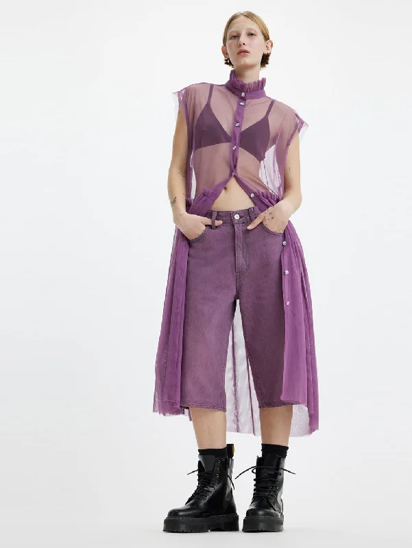 Women's High Neck Net A-Line Sheer Midi Dress Gym