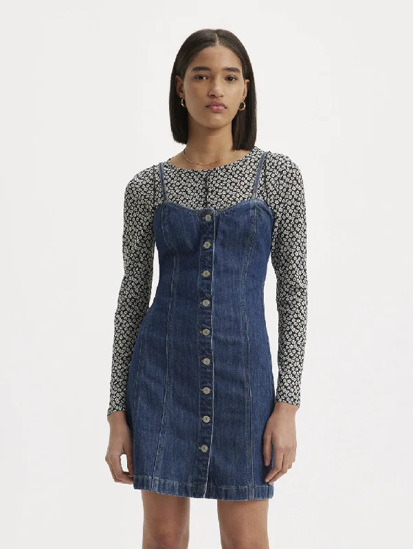 Women's Solid Sweetheart Neck Dress Confident Women's Power