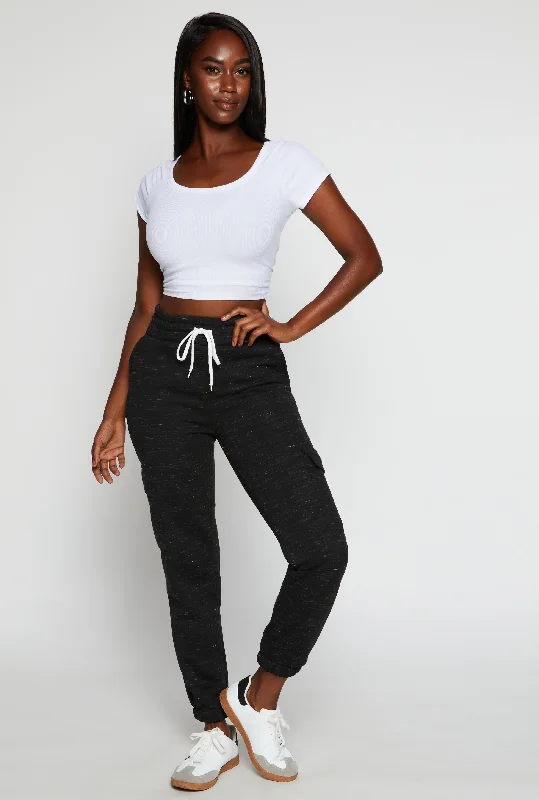 Fleece High Waist Cargo Sweatpants Trendy Women's 