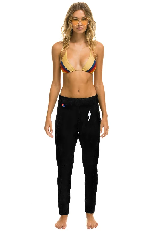 BOLT STITCH JOGGER SWEATPANTS - BLACK // WHITE Unique Women's Upcycled
