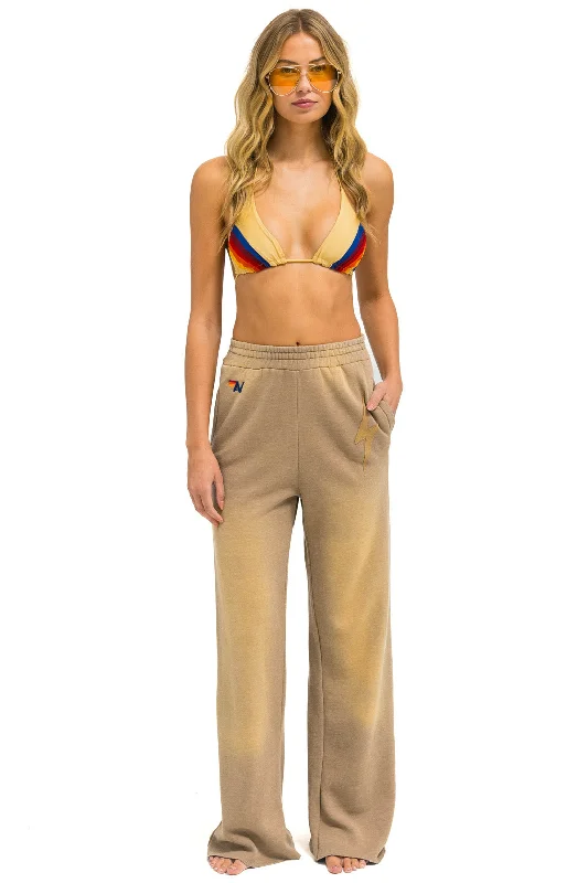 BOLT STITCH WIDE LEG POCKET SWEATPANTS - FADED TAN purpose