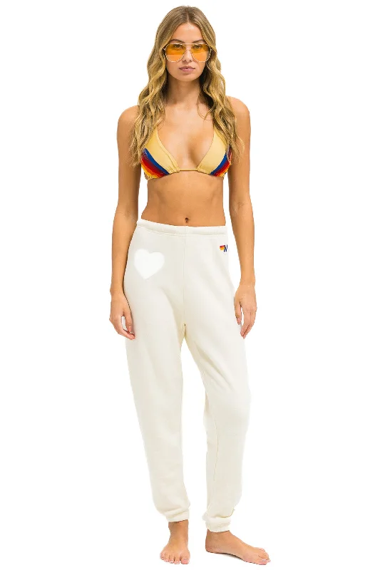 GLITTER HEART SWEATPANTS - VINTAGE WHITE // SILVER Australian Beach