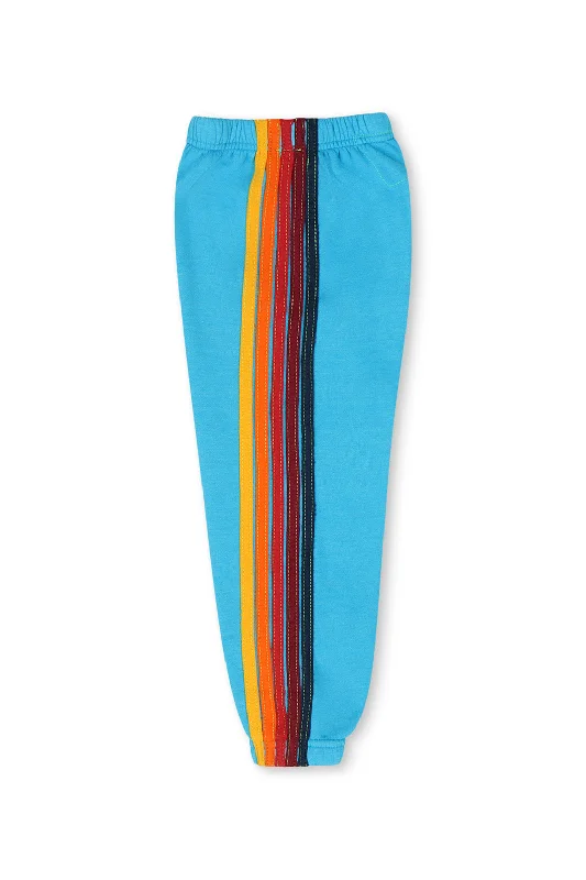 KID'S 5 STRIPE SWEATPANTS - NEON BLUE Contemporary 