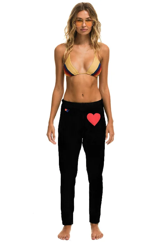 HEART STITCH JOGGER SWEATPANTS - BLACK Geometric